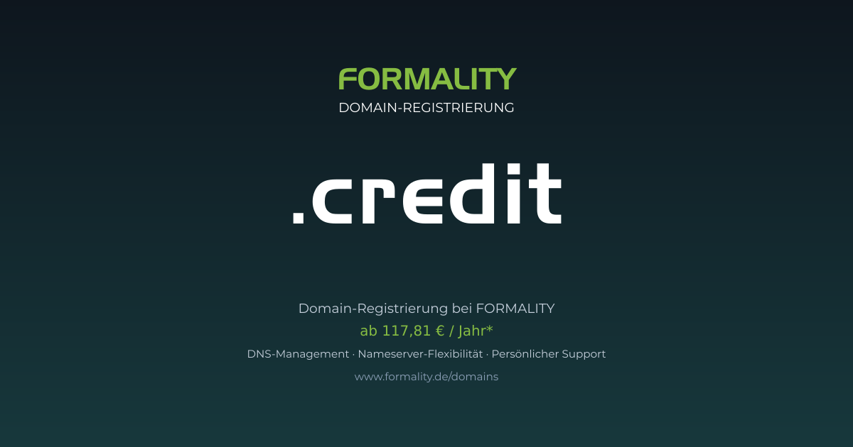 .credit-Domain prüfen & registrieren ab 117,81 €/Jahr | FORMALITY
