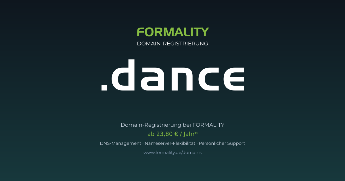 .dance-Domain prüfen & registrieren ab 23,80 €/Jahr | FORMALITY