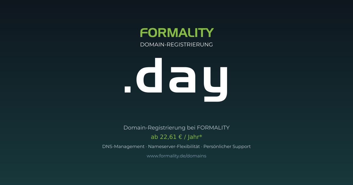 .day-Domain prüfen & registrieren ab 22,61 €/Jahr | FORMALITY