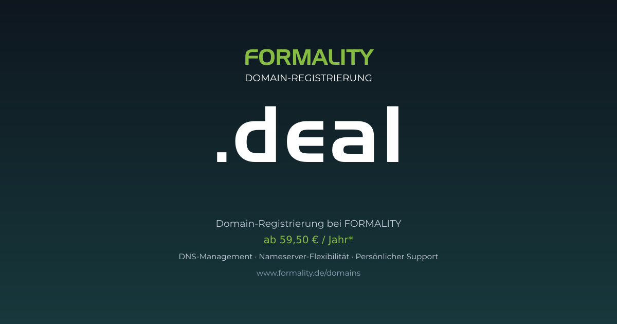 .deal-Domain ab 59,50 € pro Jahr registrieren