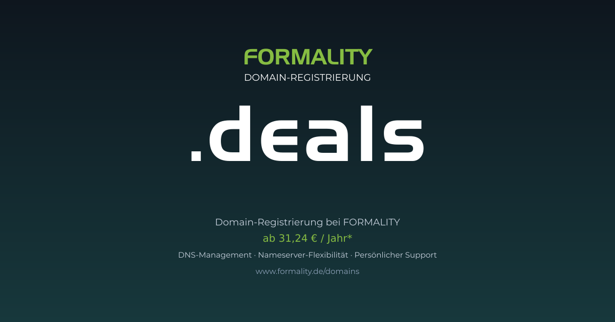 .deals-Domain prüfen & registrieren ab 31,24 €/Jahr | FORMALITY