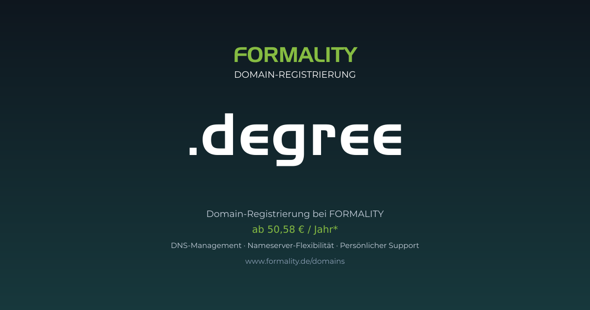 .degree-Domain ab 50,58 € pro Jahr registrieren