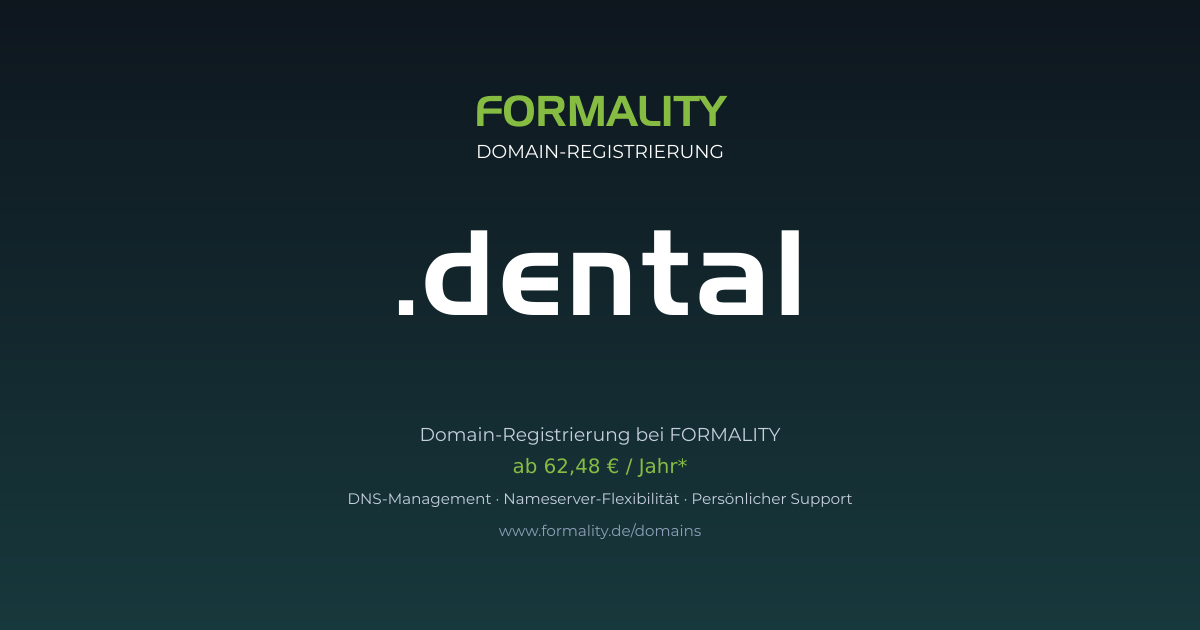 .dental-Domain ab 62,48 € pro Jahr registrieren
