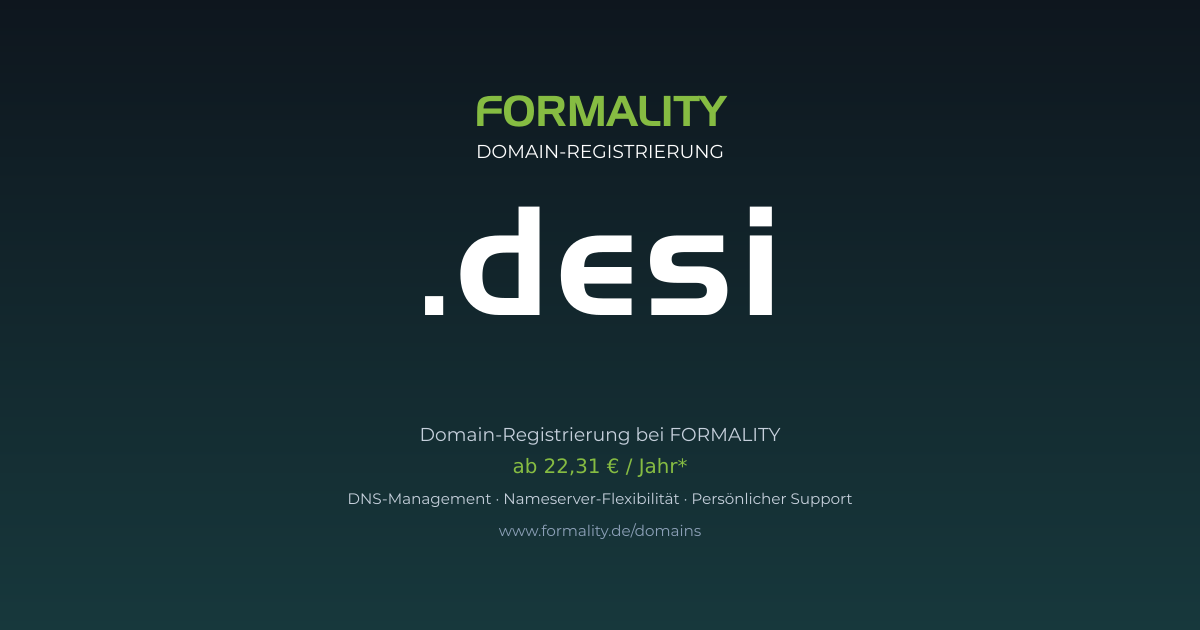 .desi-Domain ab 22,31 € pro Jahr registrieren