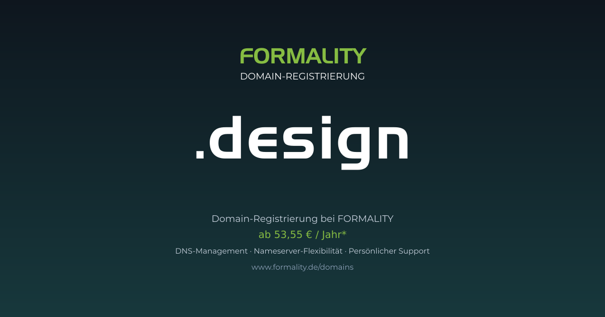 .design-Domain ab 53,55 € pro Jahr registrieren