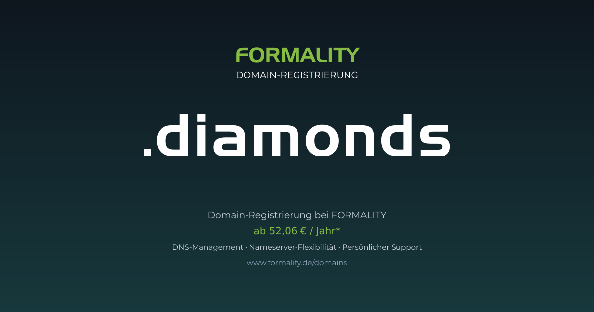.diamonds-Domain ab 52,06 € pro Jahr registrieren