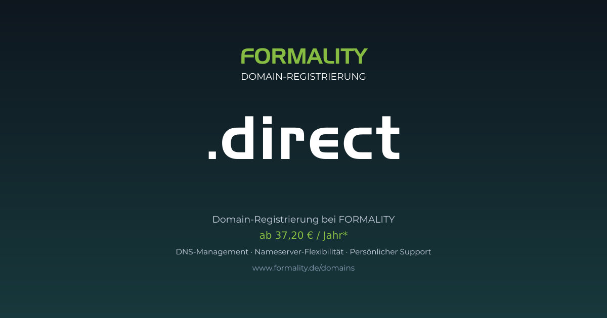 .direct-Domain prüfen & registrieren ab 37,20 €/Jahr | FORMALITY