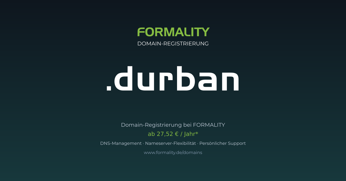 .durban-Domain prüfen & registrieren ab 27,52 €/Jahr | FORMALITY