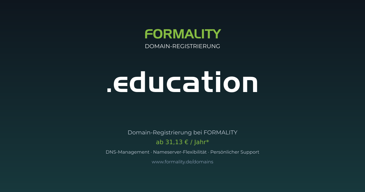 .education-Domain prüfen & registrieren ab 31,13 €/Jahr | FORMALITY