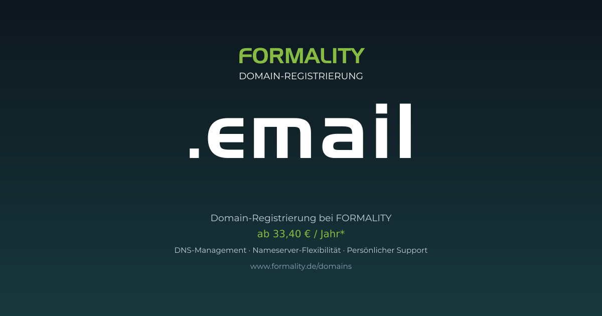 .email-Domain prüfen & registrieren ab 33,40 €/Jahr | FORMALITY