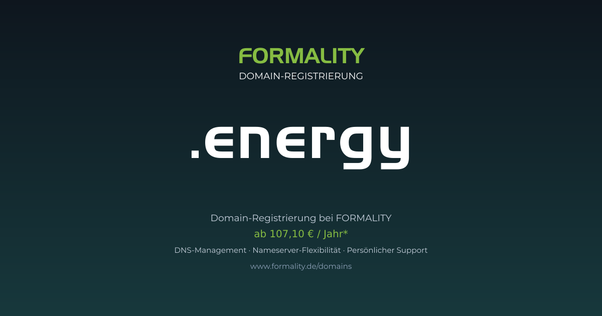 .energy-Domain prüfen & registrieren ab 107,10 €/Jahr | FORMALITY