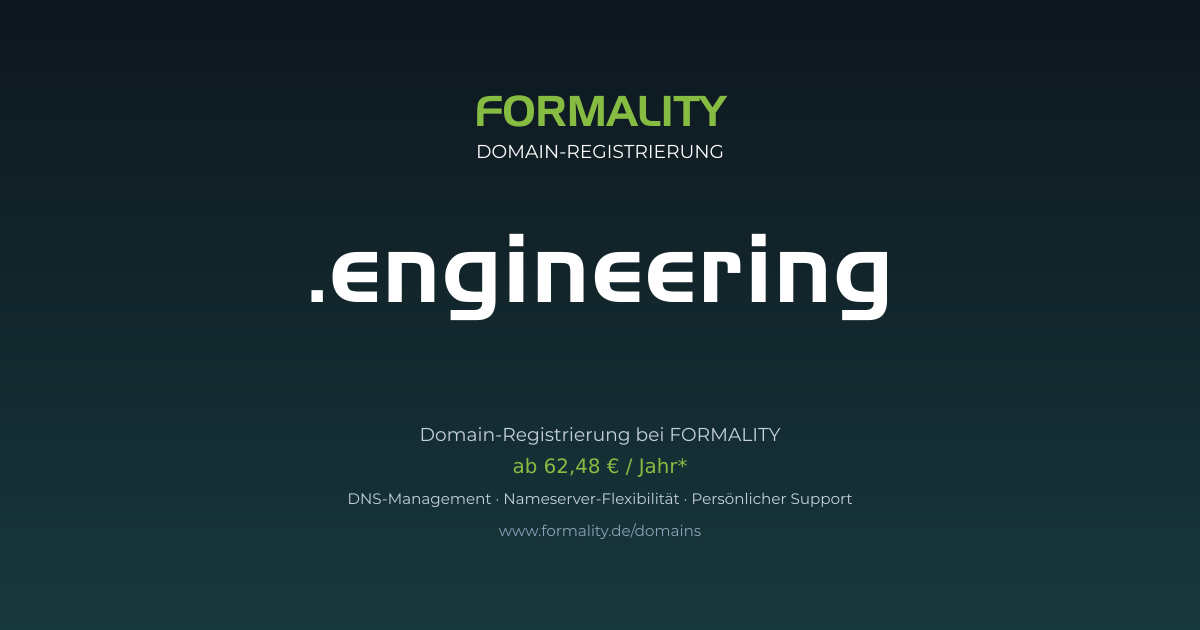 .engineering-Domain prüfen & registrieren ab 62,48 €/Jahr | FORMALITY