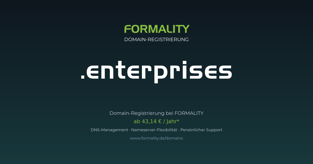 .enterprises-Domain prüfen & registrieren ab 43,14 €/Jahr | FORMALITY