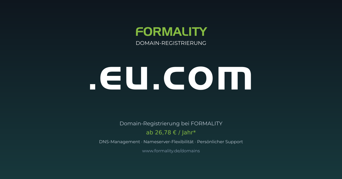 .eu.com-Domain ab 26,78 € pro Jahr registrieren