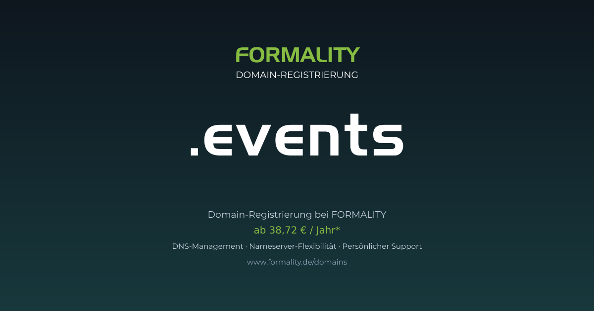 .events-Domain prüfen & registrieren ab 38,72 €/Jahr | FORMALITY