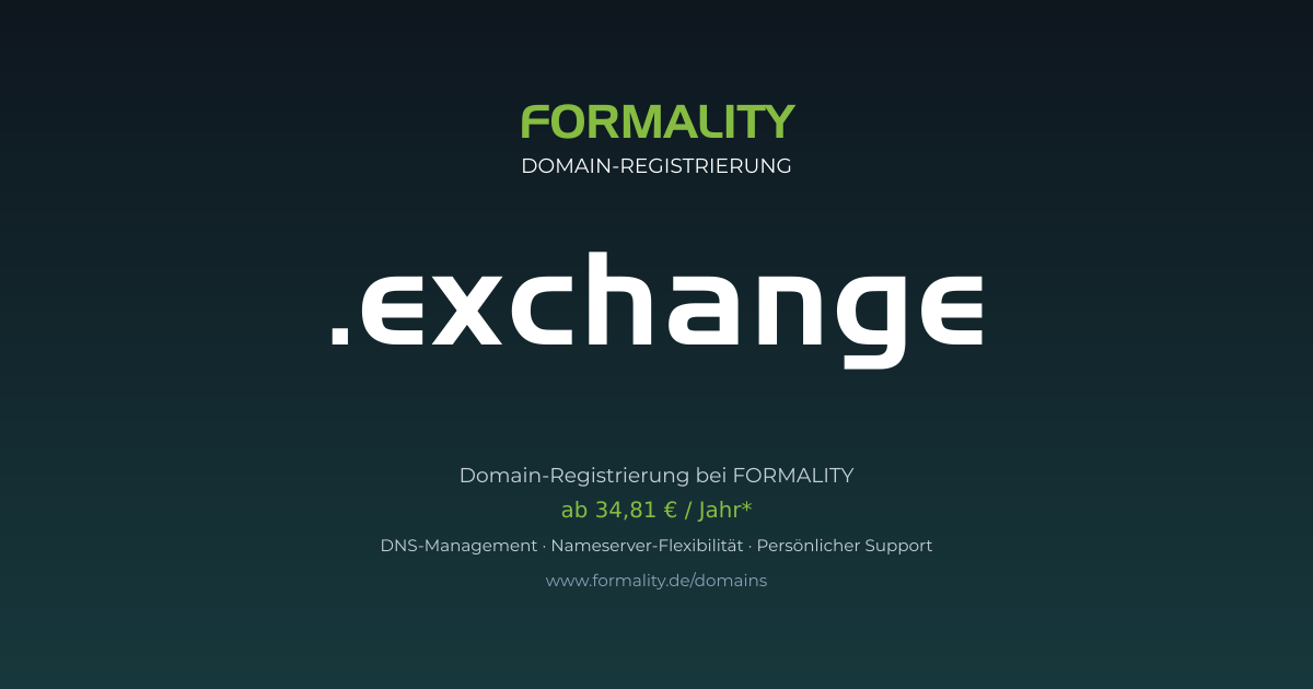 .exchange-Domain prüfen & registrieren ab 34,81 €/Jahr | FORMALITY