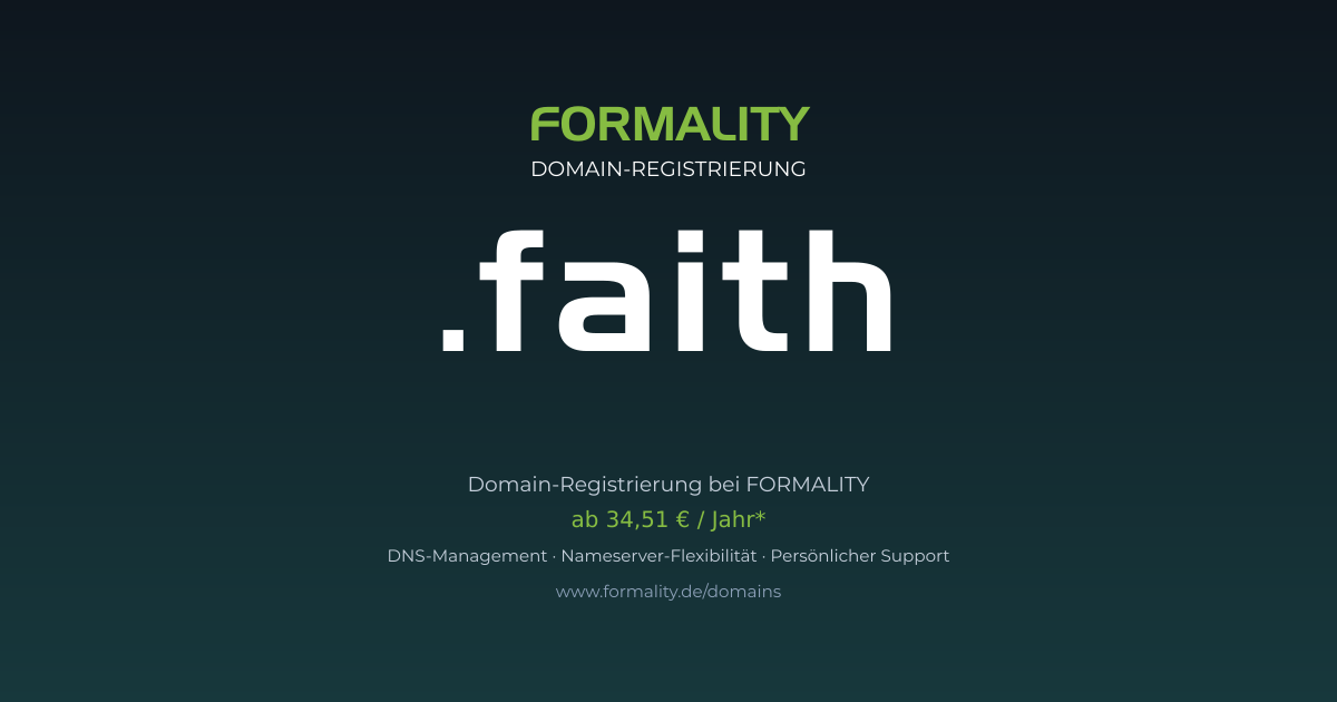 .faith-Domain ab 34,51 € pro Jahr registrieren