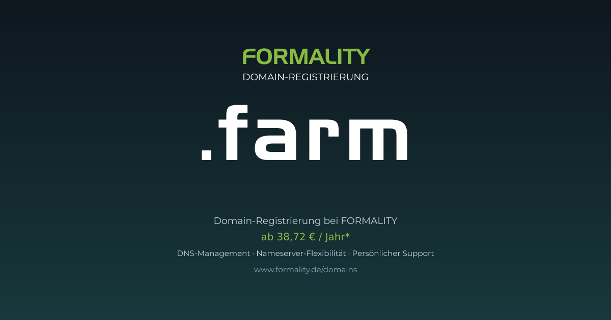 .farm-Domain ab 38,72 € pro Jahr registrieren