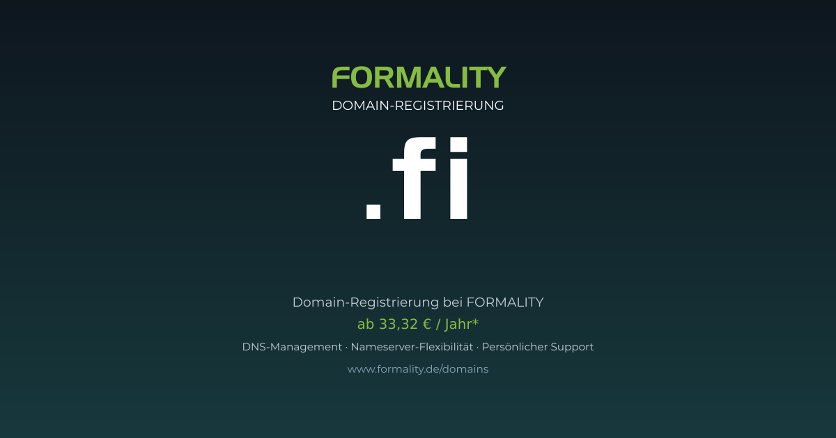 .fi-Domain prüfen & registrieren ab 33,32 €/Jahr | FORMALITY