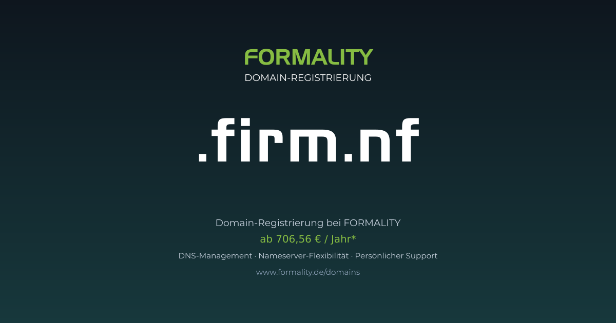 .firm.nf-Domain ab 706,56 € pro Jahr registrieren