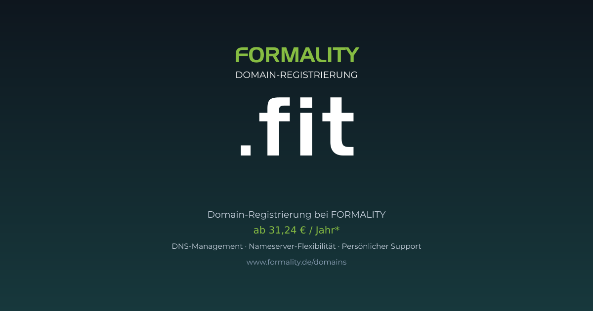 .fit-Domain prüfen & registrieren ab 31,24 €/Jahr | FORMALITY