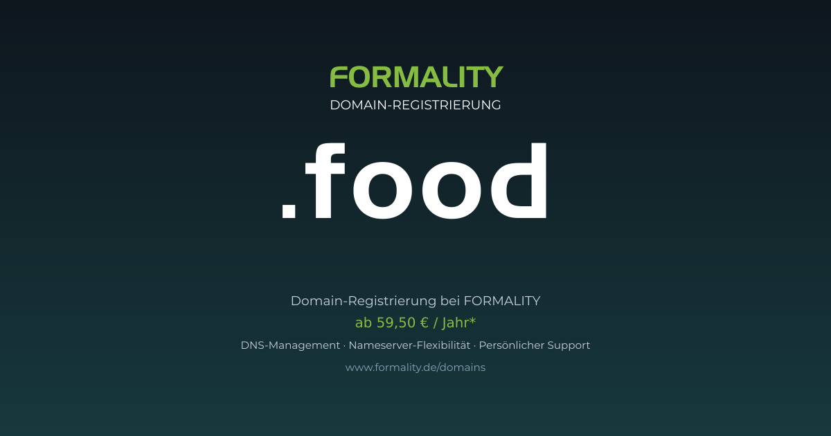 .food-Domain ab 59,50 € pro Jahr registrieren