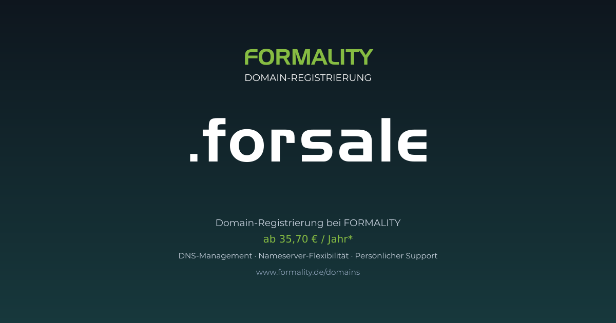.forsale-Domain prüfen & registrieren ab 35,70 €/Jahr | FORMALITY