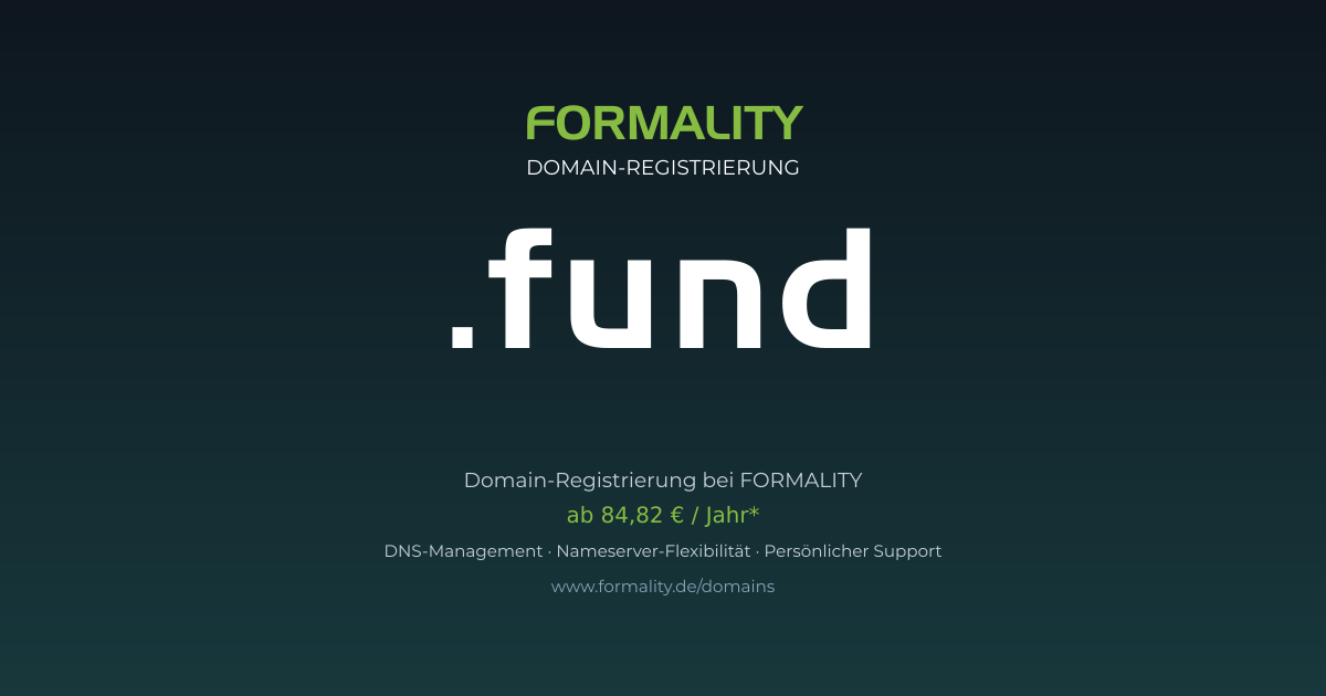 .fund-Domain prüfen & registrieren ab 84,82 €/Jahr | FORMALITY