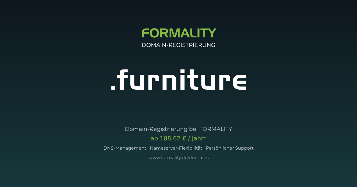 .furniture-Domain ab 108,62 € pro Jahr registrieren