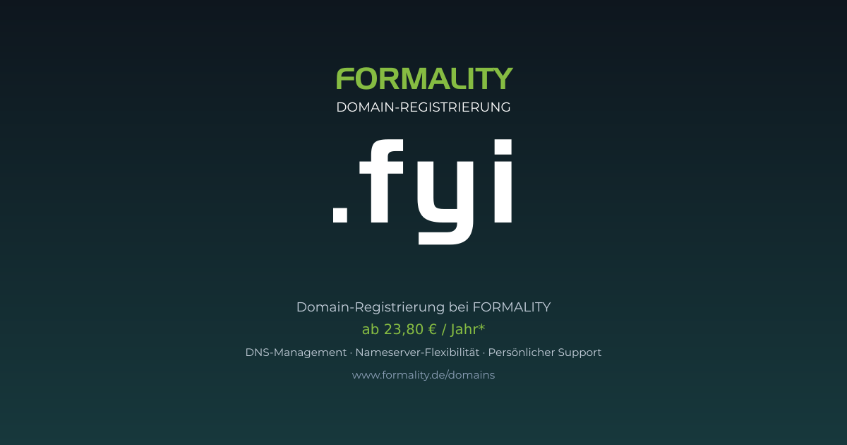 .fyi-Domain prüfen & registrieren ab 23,80 €/Jahr | FORMALITY