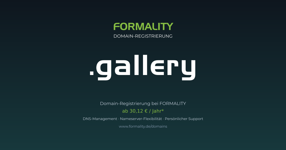 .gallery-Domain prüfen & registrieren ab 30,12 €/Jahr | FORMALITY