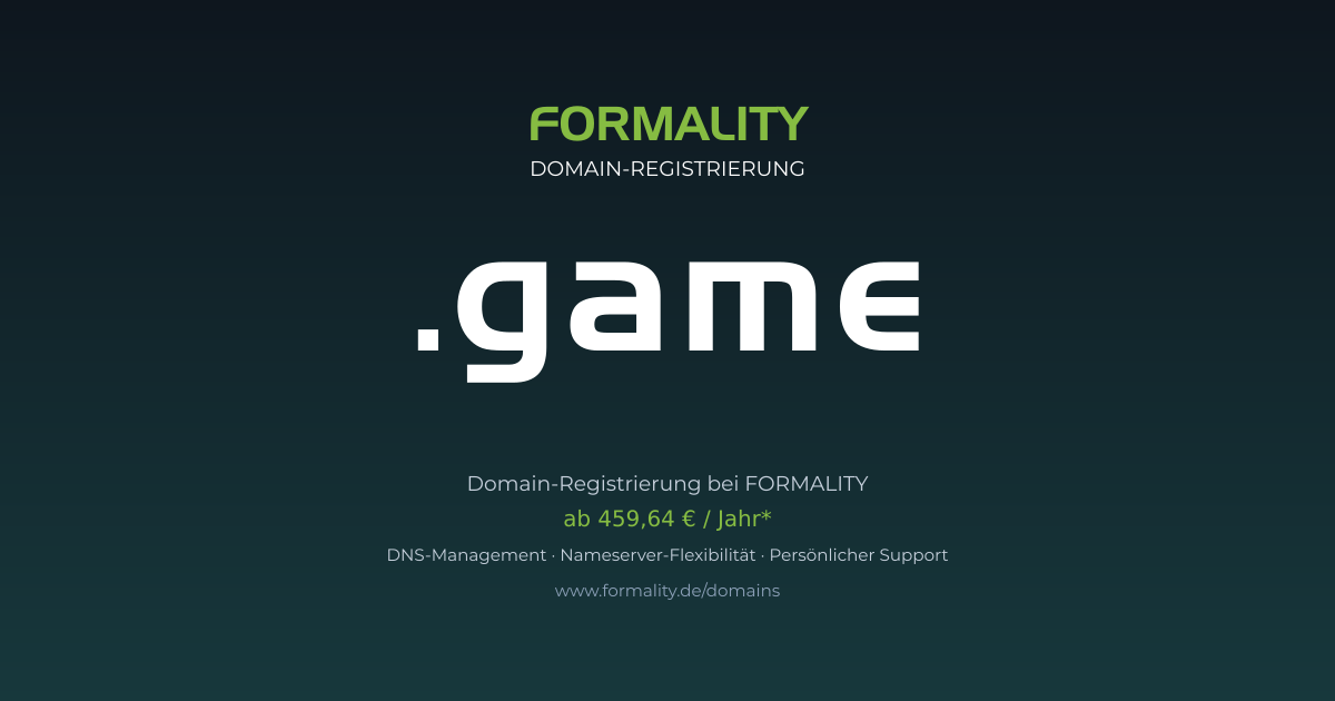 .game-Domain ab 459,64 € pro Jahr registrieren