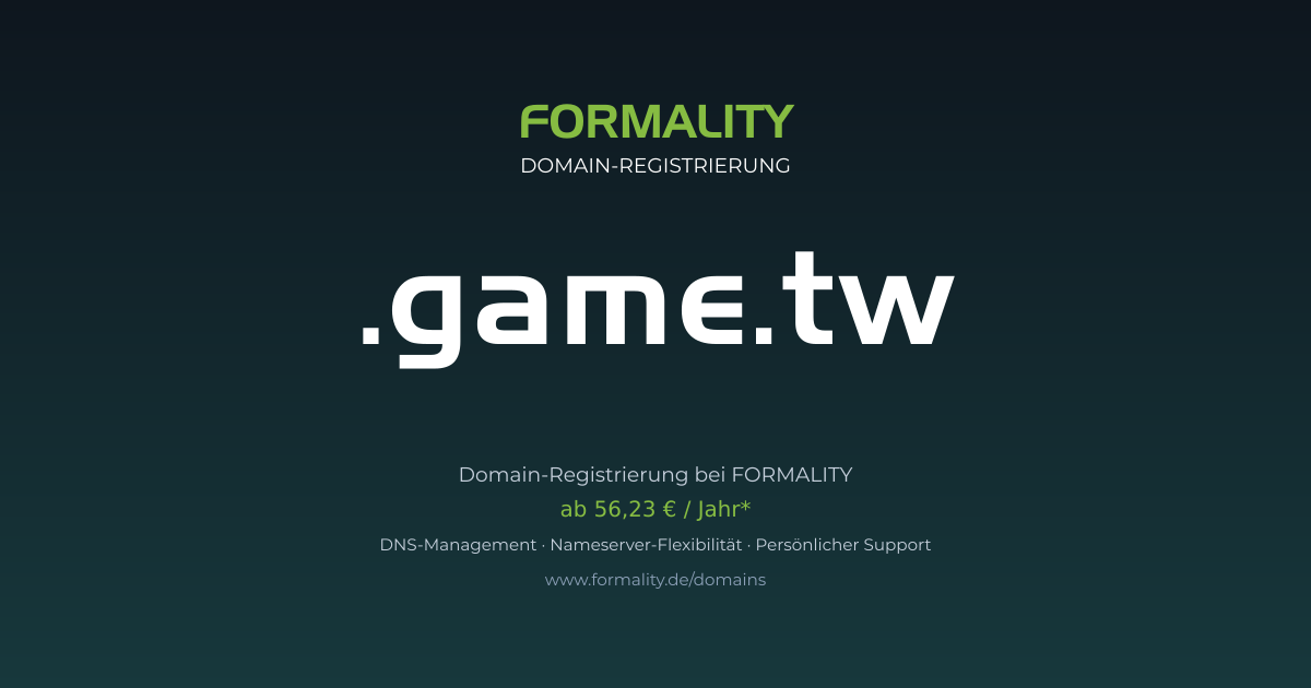 .game.tw-Domain ab 56,23 € pro Jahr registrieren