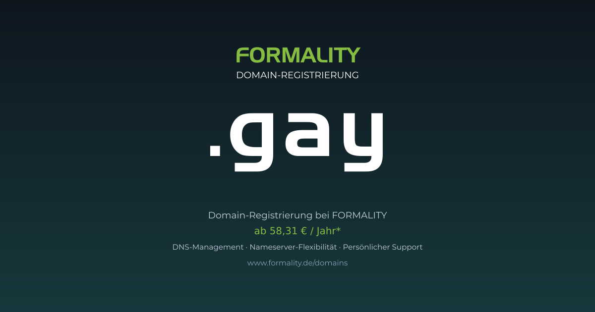 .gay-Domain ab 58,31 € pro Jahr registrieren