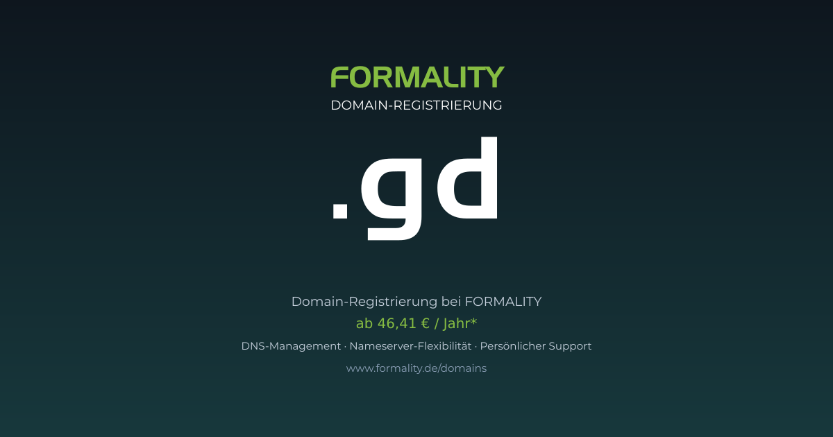 .gd-Domain prüfen & registrieren ab 46,41 €/Jahr | FORMALITY