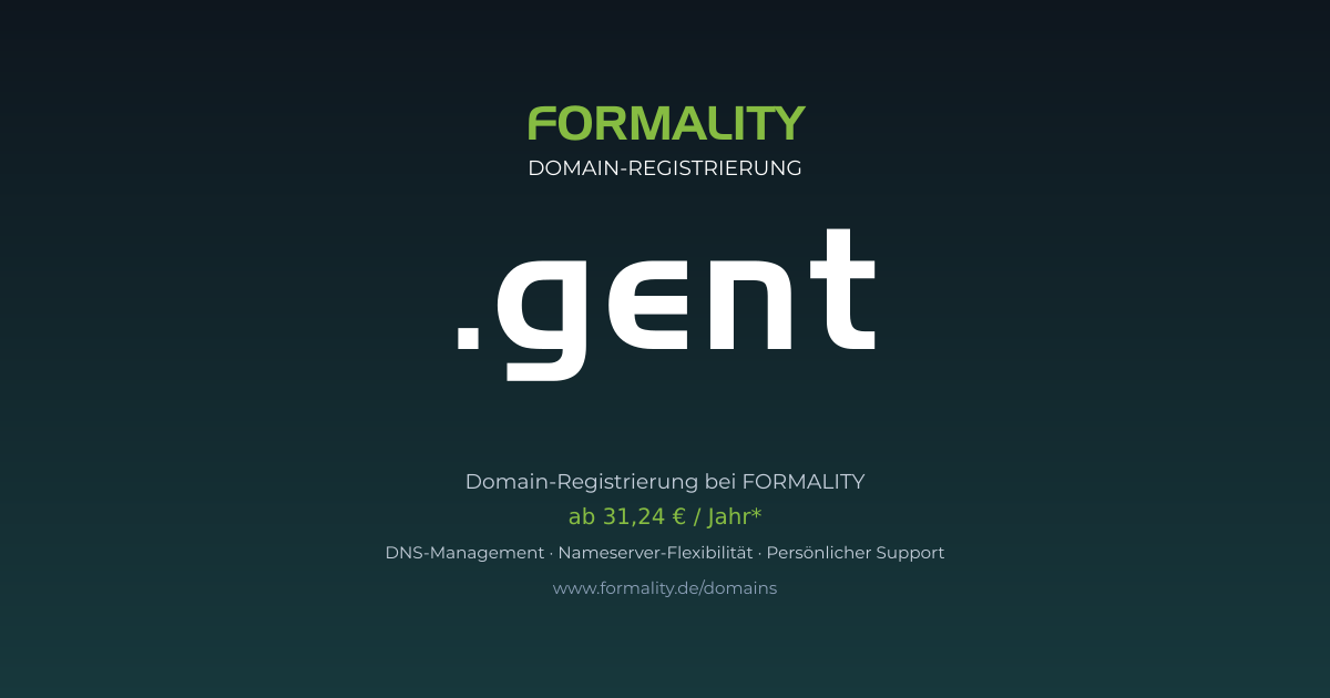 .gent-Domain prüfen & registrieren ab 31,24 €/Jahr | FORMALITY