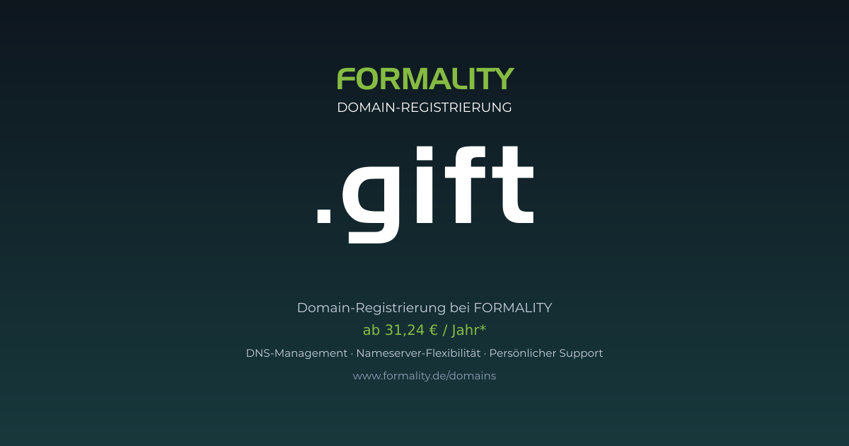 .gift-Domain prüfen & registrieren ab 31,24 €/Jahr | FORMALITY
