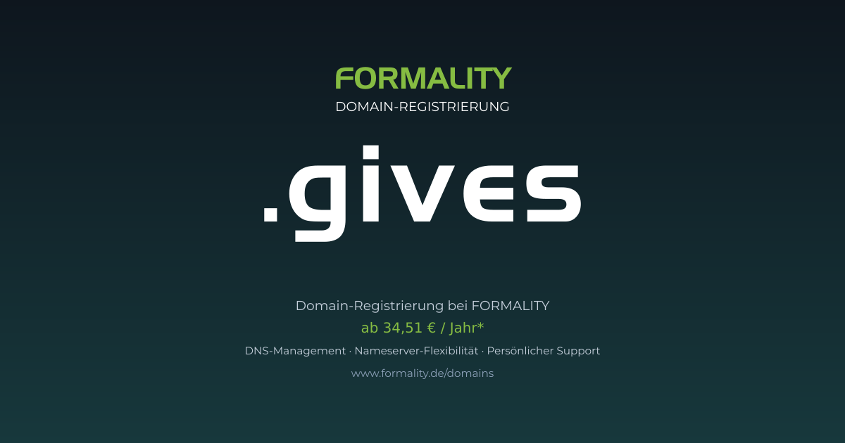 .gives-Domain prüfen & registrieren ab 34,51 €/Jahr | FORMALITY