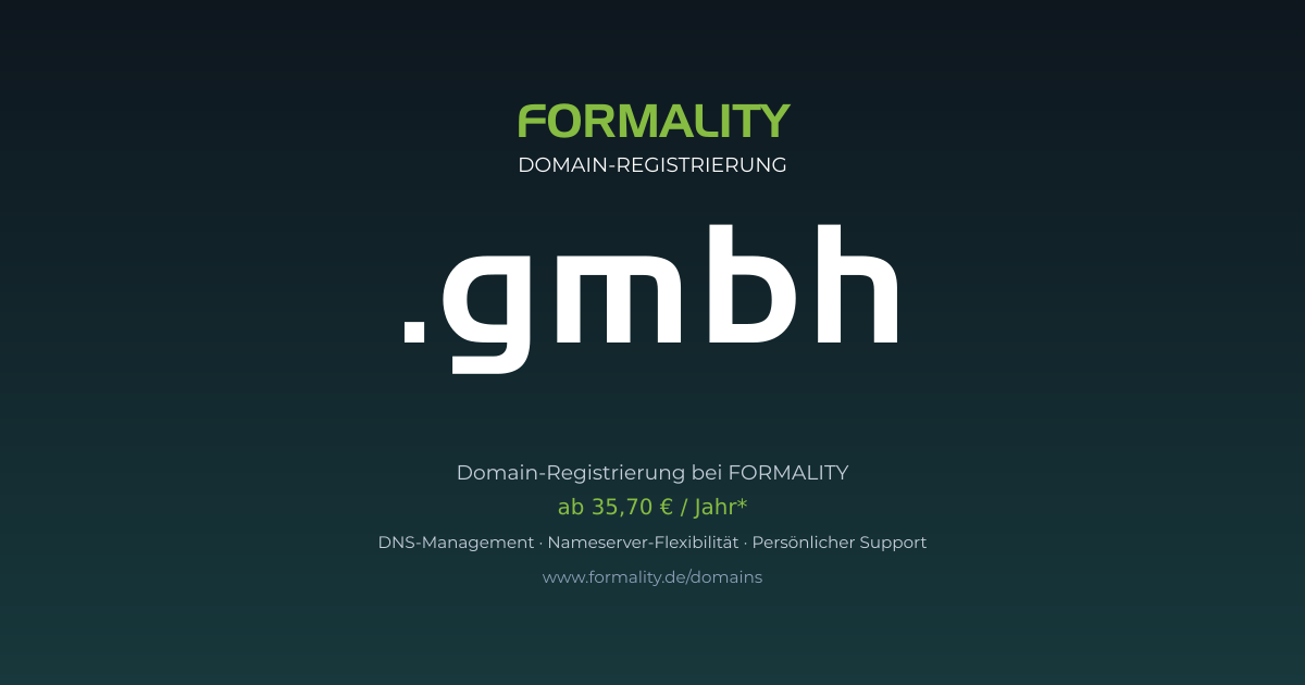 .gmbh-Domain prüfen & registrieren ab 35,70 €/Jahr | FORMALITY