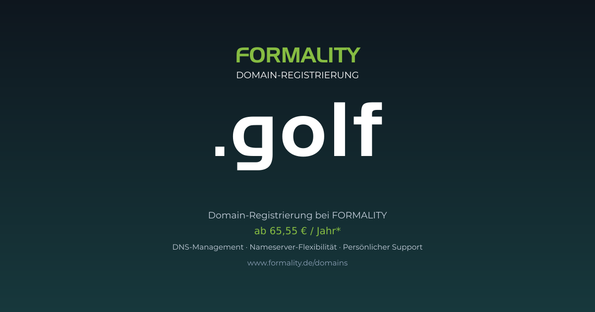 .golf-Domain prüfen & registrieren ab 65,55 €/Jahr | FORMALITY