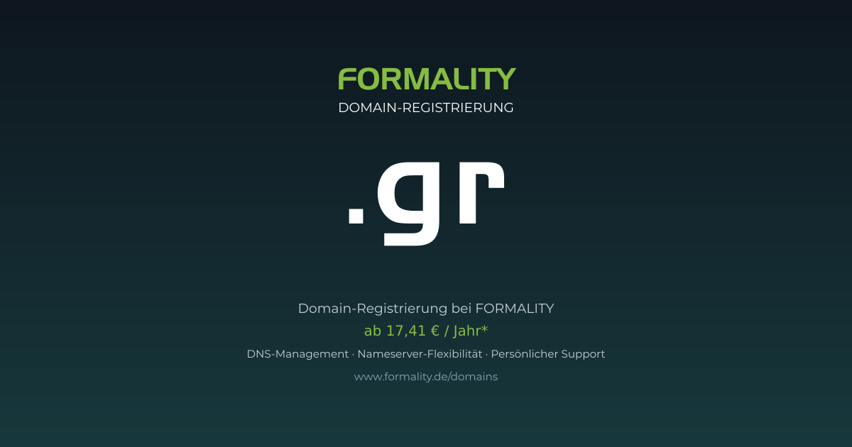 .gr-Domain prüfen & registrieren ab 17,41 €/Jahr | FORMALITY
