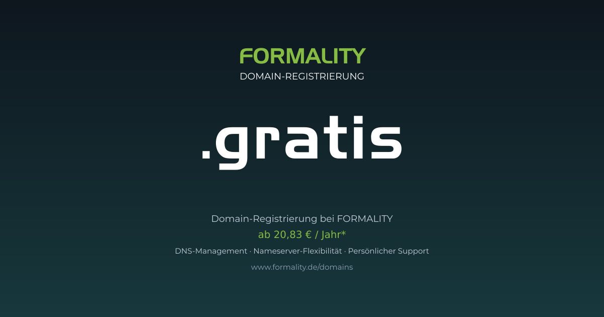 .gratis-Domain prüfen & registrieren ab 20,83 €/Jahr | FORMALITY