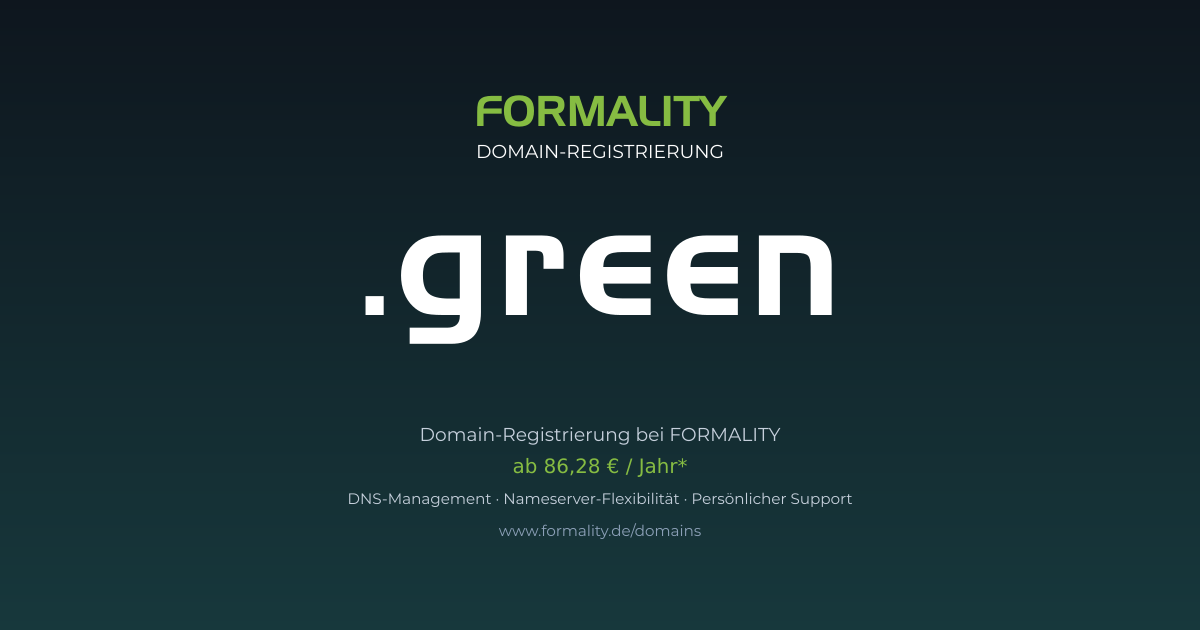 .green-Domain prüfen & registrieren ab 86,28 €/Jahr | FORMALITY