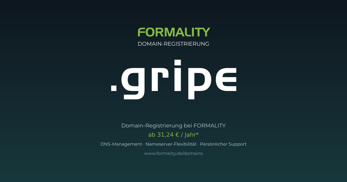 .gripe-Domain prüfen & registrieren ab 31,24 €/Jahr | FORMALITY