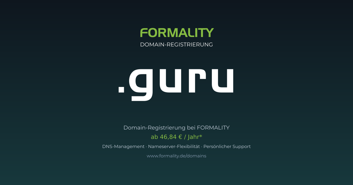 .guru-Domain ab 46,84 € pro Jahr registrieren