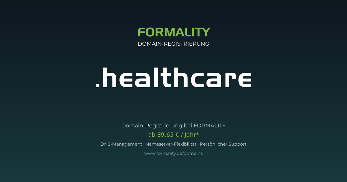 .healthcare-Domain ab 89,65 € pro Jahr registrieren