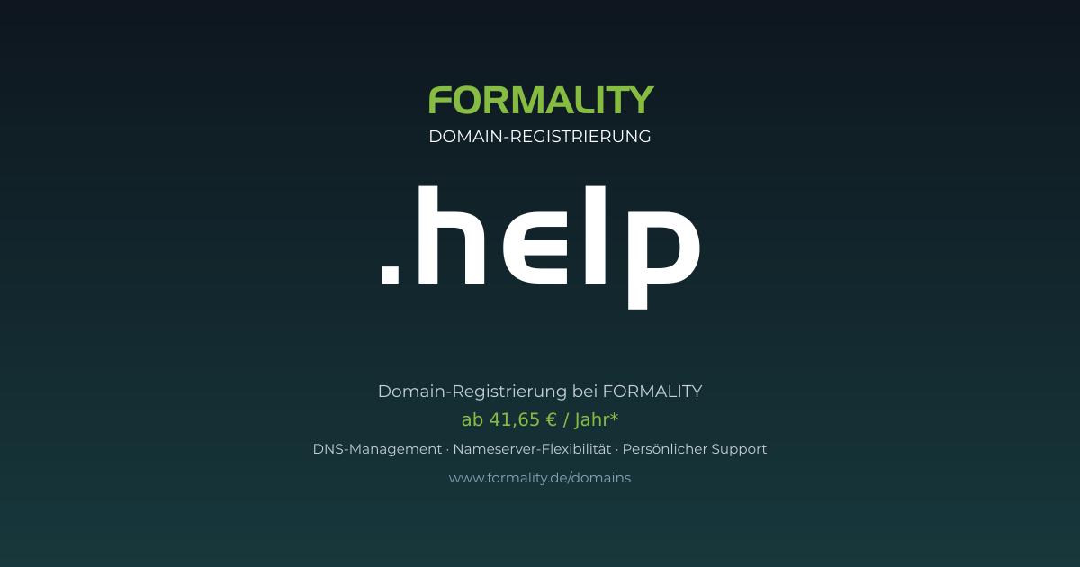 .help-Domain prüfen & registrieren ab 41,65 €/Jahr | FORMALITY