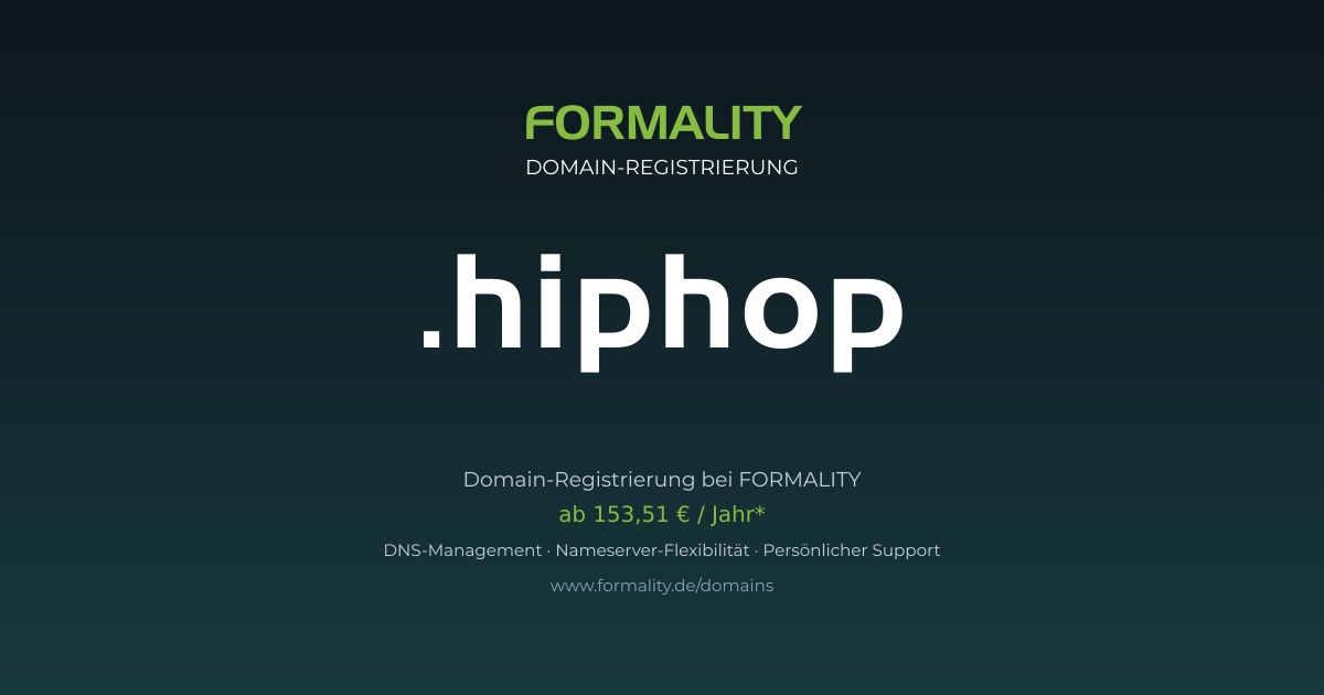 .hiphop-Domain prüfen & registrieren ab 153,51 €/Jahr | FORMALITY