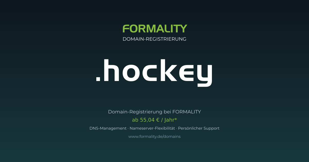 .hockey-Domain prüfen & registrieren ab 55,04 €/Jahr | FORMALITY