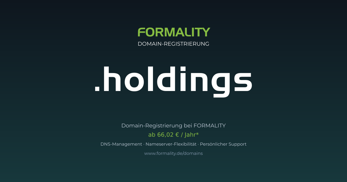 .holdings-Domain prüfen & registrieren ab 66,02 €/Jahr | FORMALITY